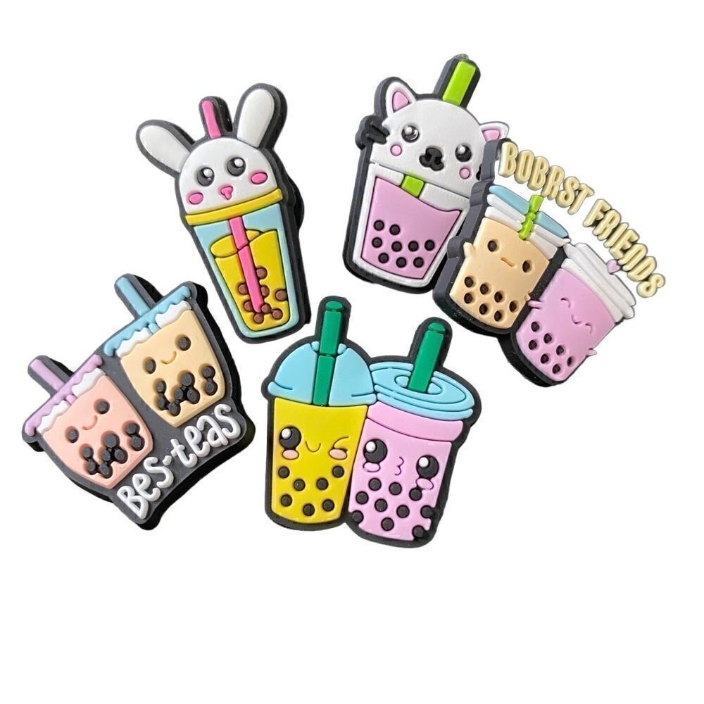 Set of 5 Boba tea shoe charm crocs